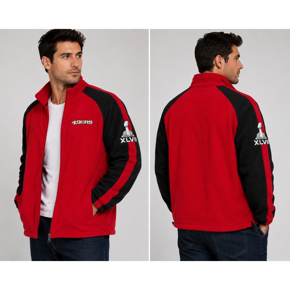 G-III San Francisco 49ers Super Bowl XLVII Fleece Jacket Mens XL Red Full Zip